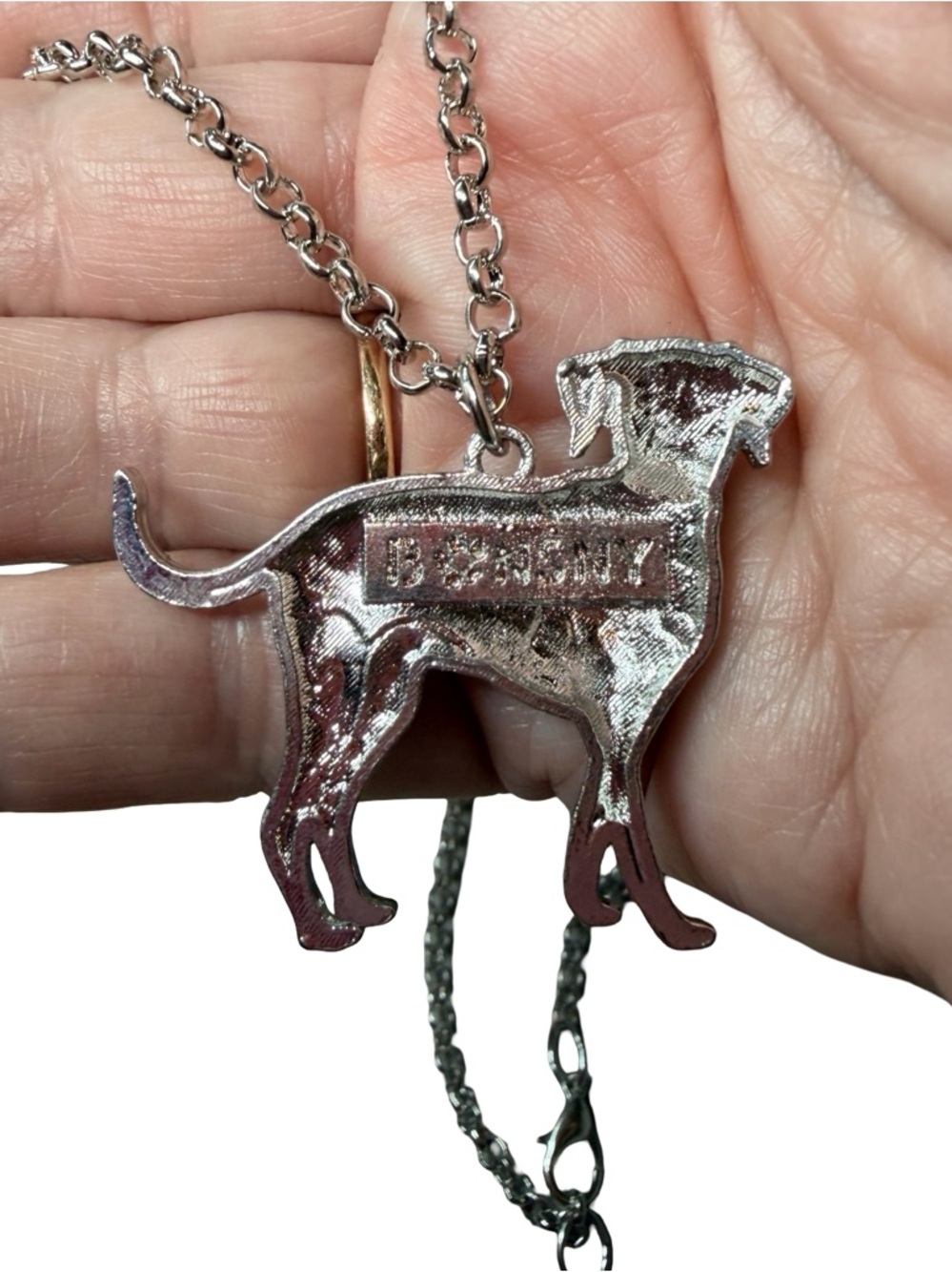 Metal Dalmatian Pendant Necklace with Multicolor Enamel Accents - Picture 6 of 6